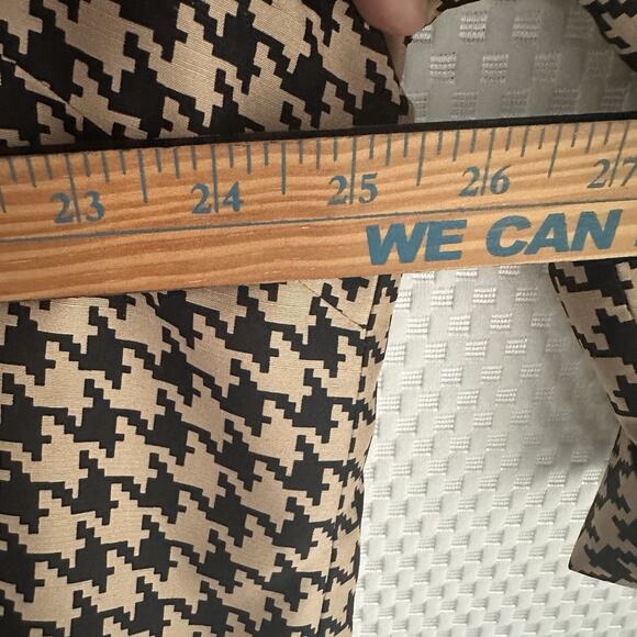 Silkland Black & Tan Pure Silk Houndstooth Shacket Jacket Button Career 2x - Picture 6 of 9